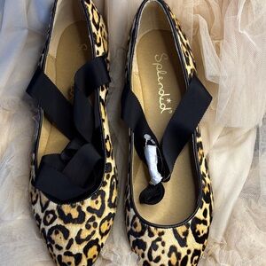 Splendid Animal Print Women's Flats with Black Ribbon
